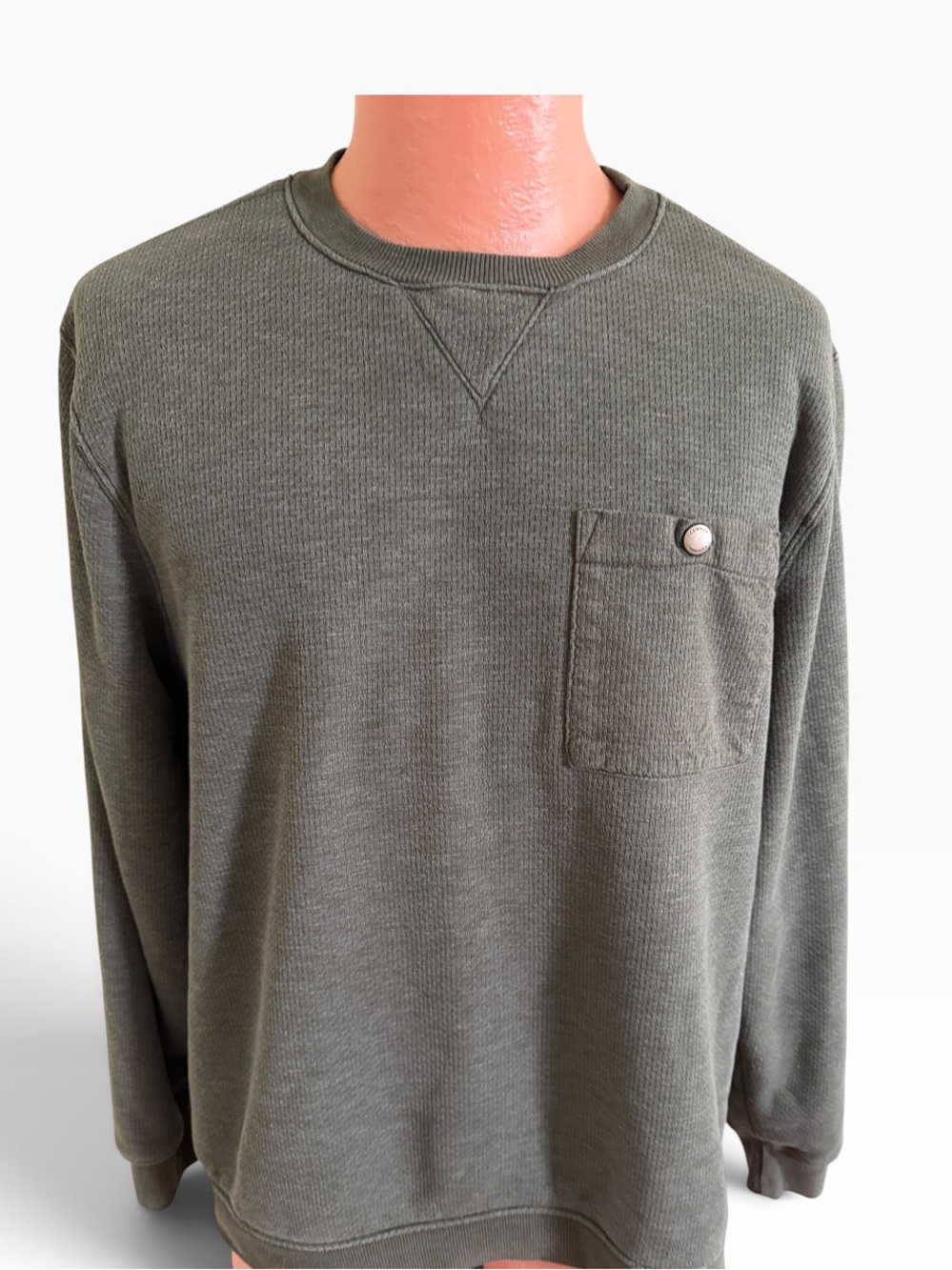 COLEMAN OLIVE GREEN THERMAL WAFFLE SHERPA FLEECE-LINED SWEATSHIRT Size XL